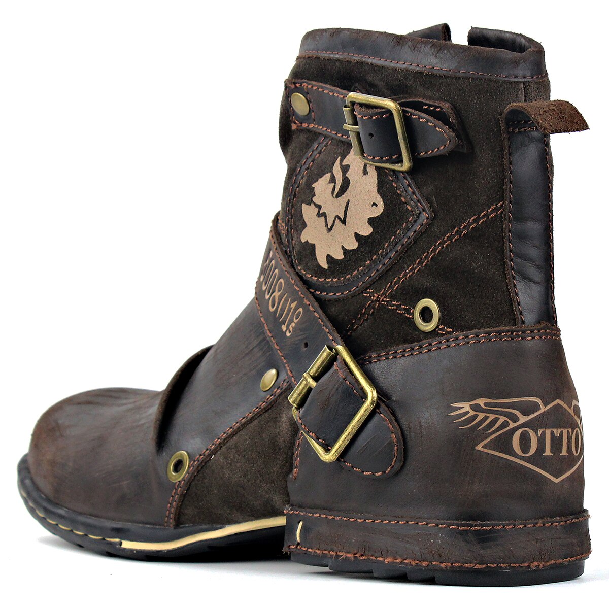 OSSTONE Vintage Leather Chukka Boots | Dark Brown