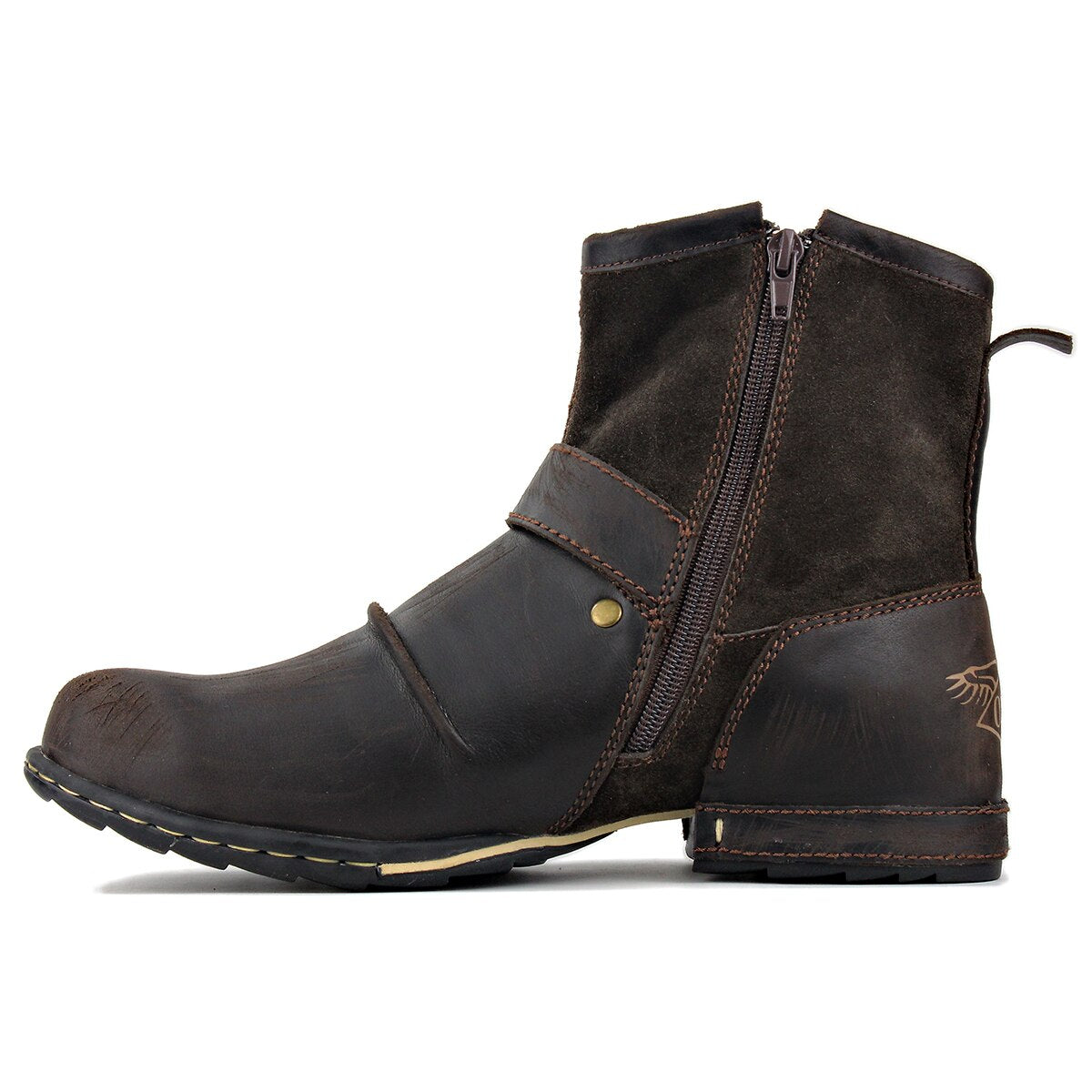 OSSTONE Vintage Leather Chukka Boots | Dark Brown