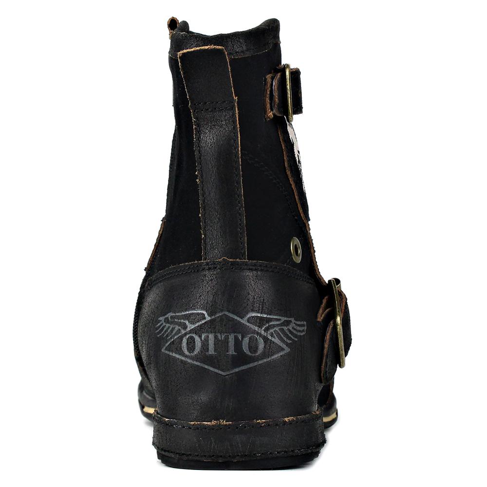 OSSTONE Leather Buckle Ankle Boots | Black