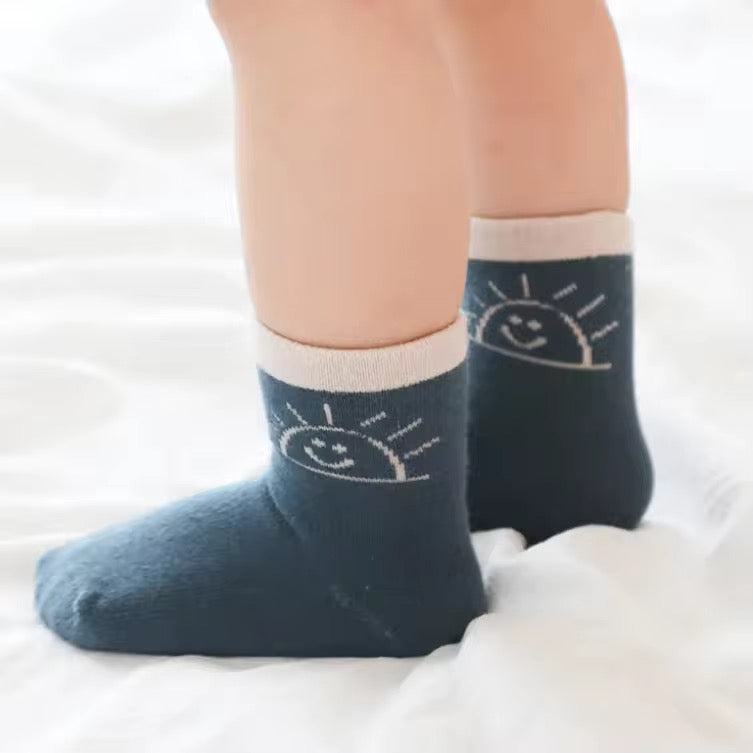 Sunset Rainbow Organic Cotton Kids Socks | 5-Pair Set for Toddlers Ages 2-5