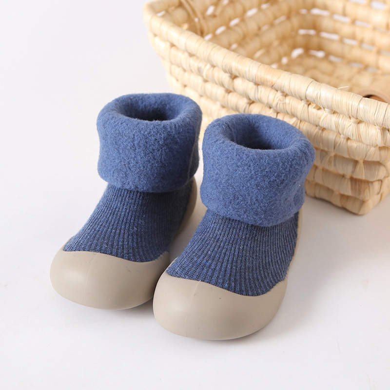 Ozznek Fleece-Lined Toddler Sock Shoes | Rubber Sole, Wide Toe Box | Winter Barefoot Shoes Ages 6M-2.5Y
