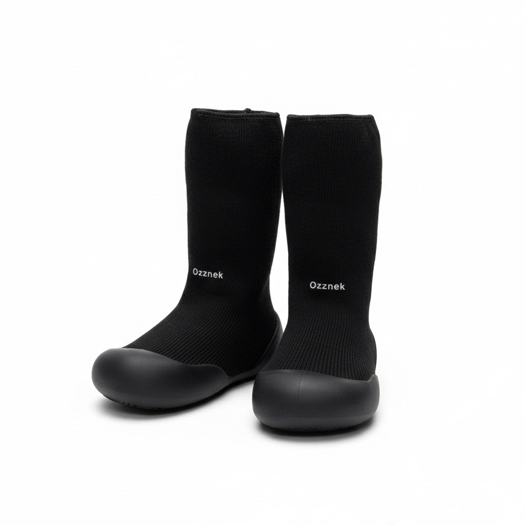 Ozznek Fleece-Lined Toddler Sock Shoes | Rubber Sole, Wide Toe Box | Winter Barefoot Shoes Ages 6M-2.5Y