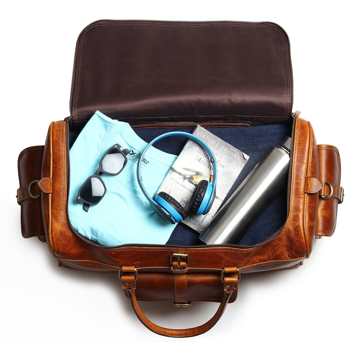 Berlin Leather Weekender Duffle Bag