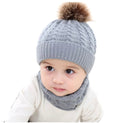 Organic Cotton Kids Beanie & Ring Scarf Set | Chunky Knit, Pom Pom | Toddler Winter Set Ages 1-4