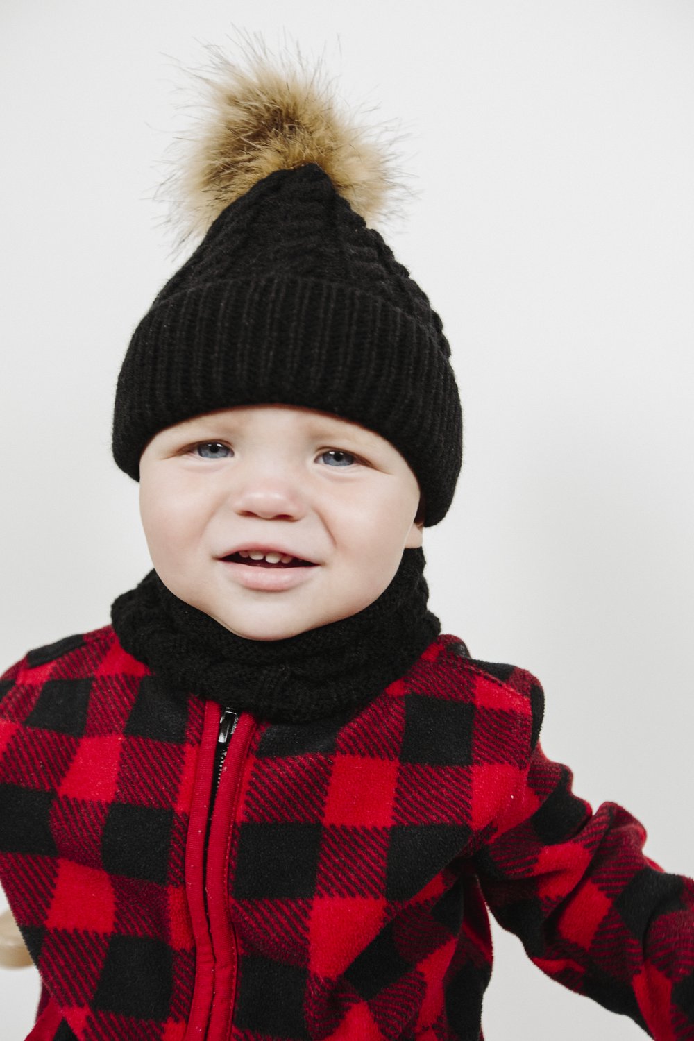 Organic Cotton Kids Beanie & Ring Scarf Set | Chunky Knit, Pom Pom | Toddler Winter Set Ages 1-4