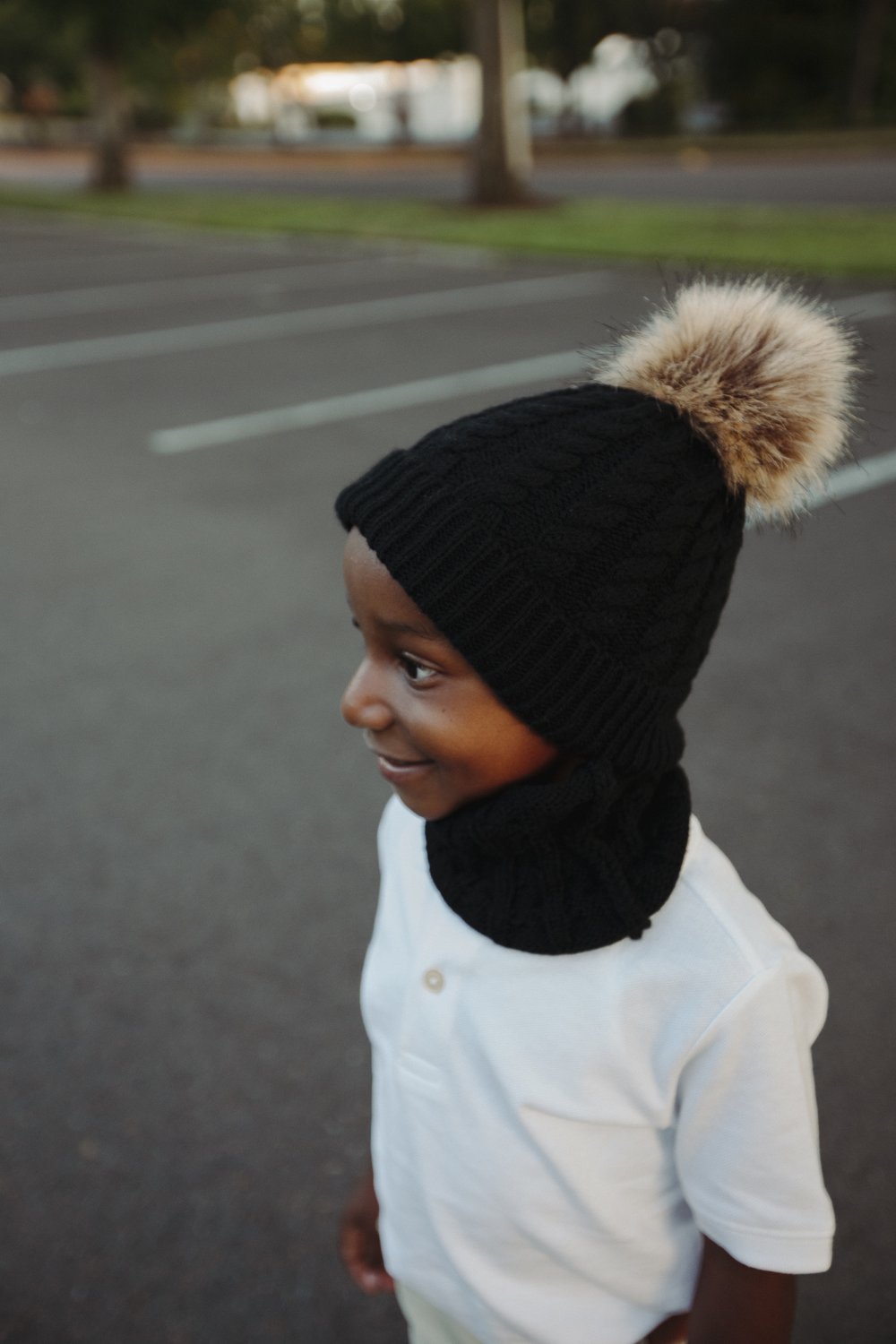 Organic Cotton Kids Beanie & Ring Scarf Set | Chunky Knit, Pom Pom | Toddler Winter Set Ages 1-4