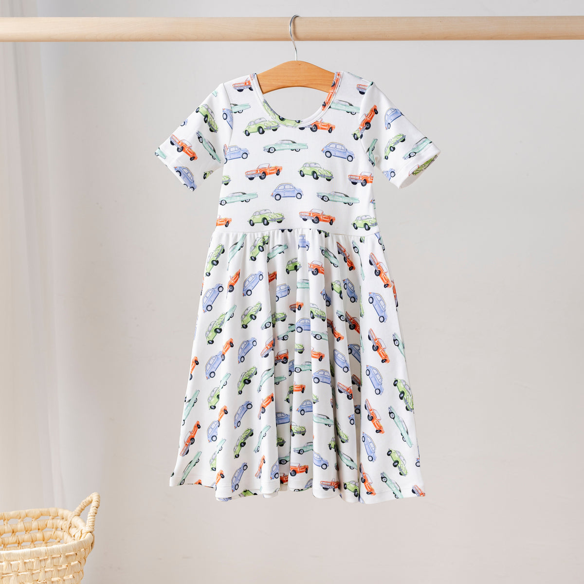 Vintage Road Trip Organic Cotton Dress for Kids
