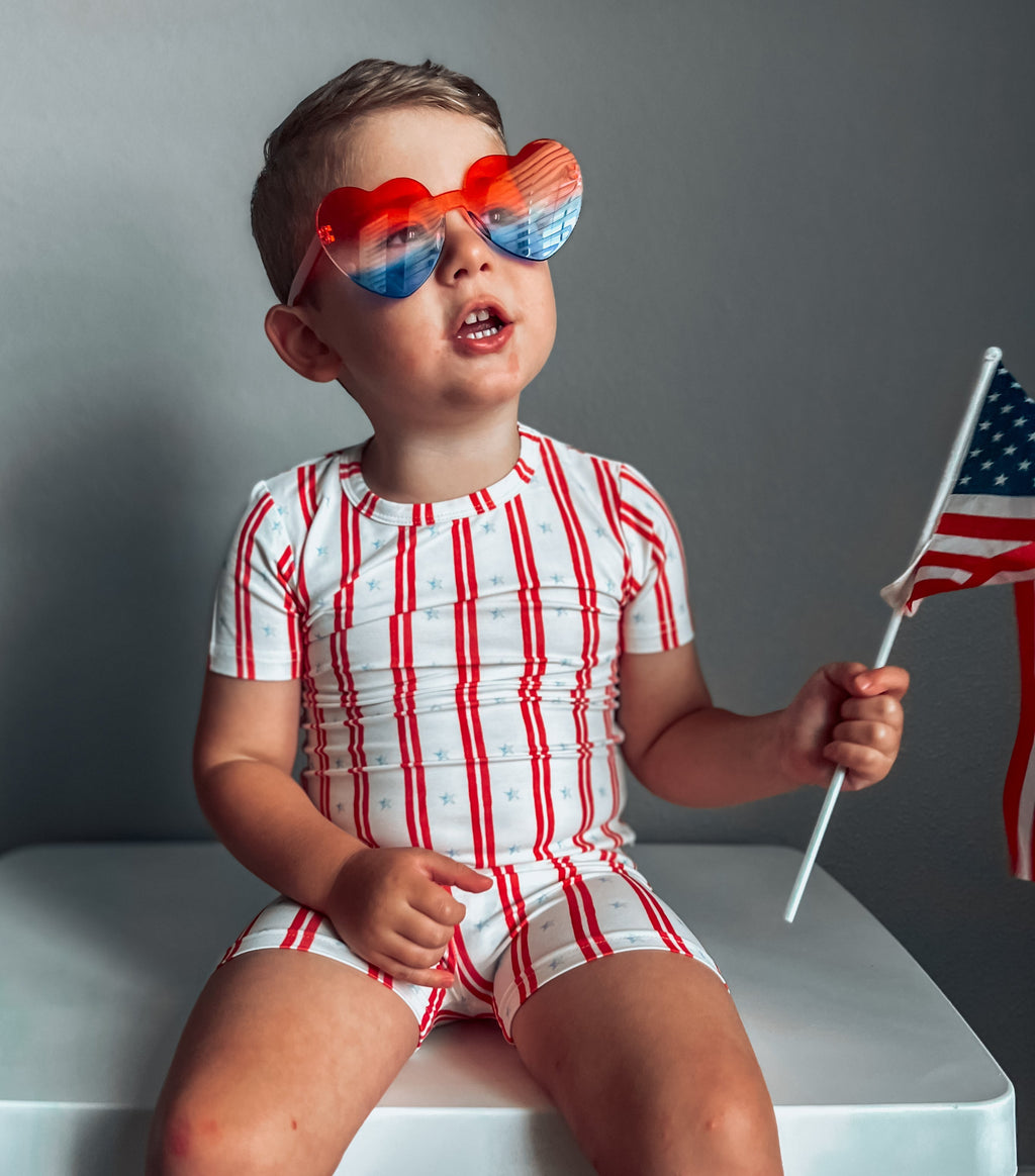 Stars & Stripes 2-Piece Bamboo Pajamas | Patriotic Kids PJ Set | Little Joy Co.