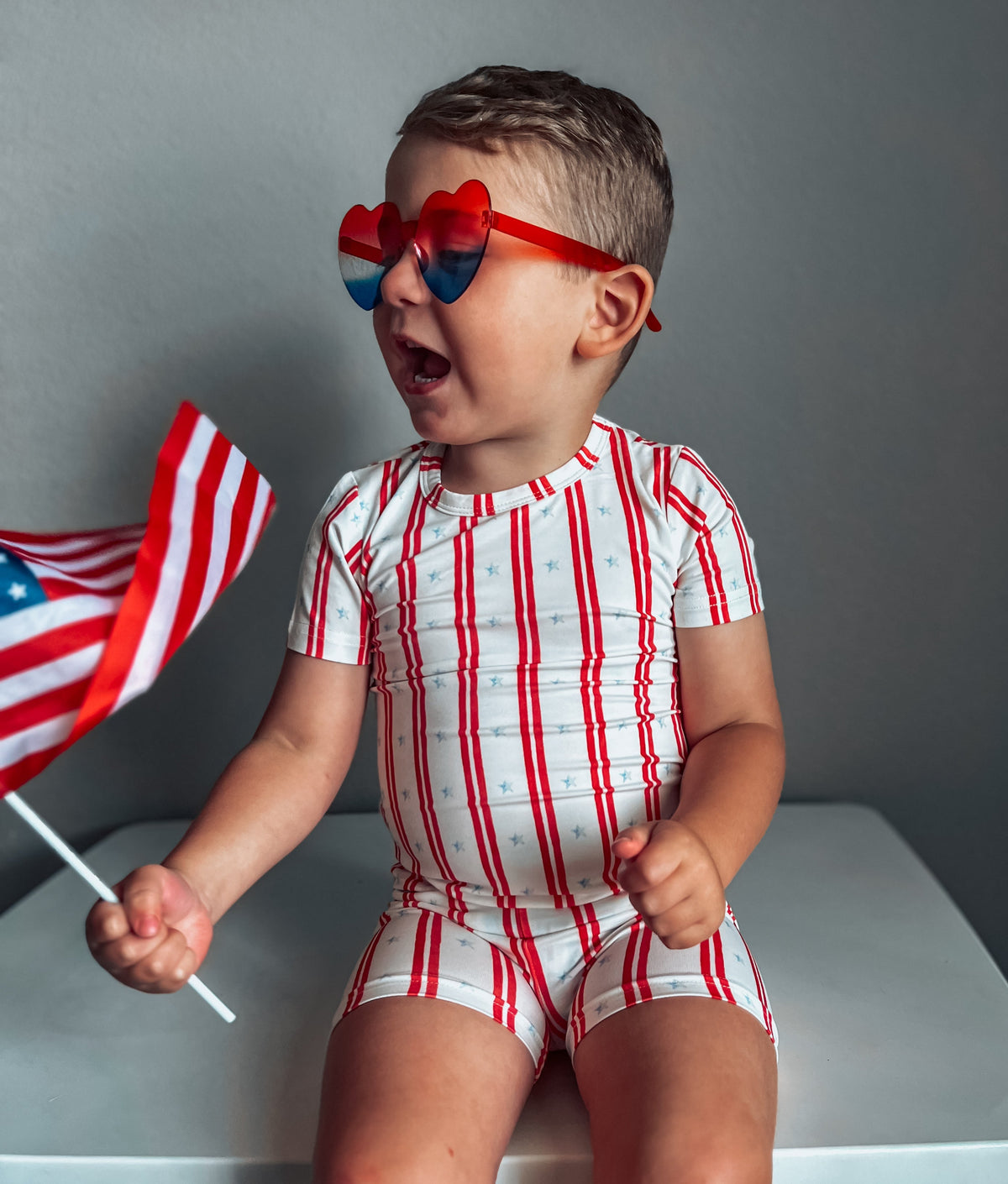 Stars & Stripes 2-Piece Bamboo Pajamas | Patriotic Kids PJ Set | Little Joy Co.