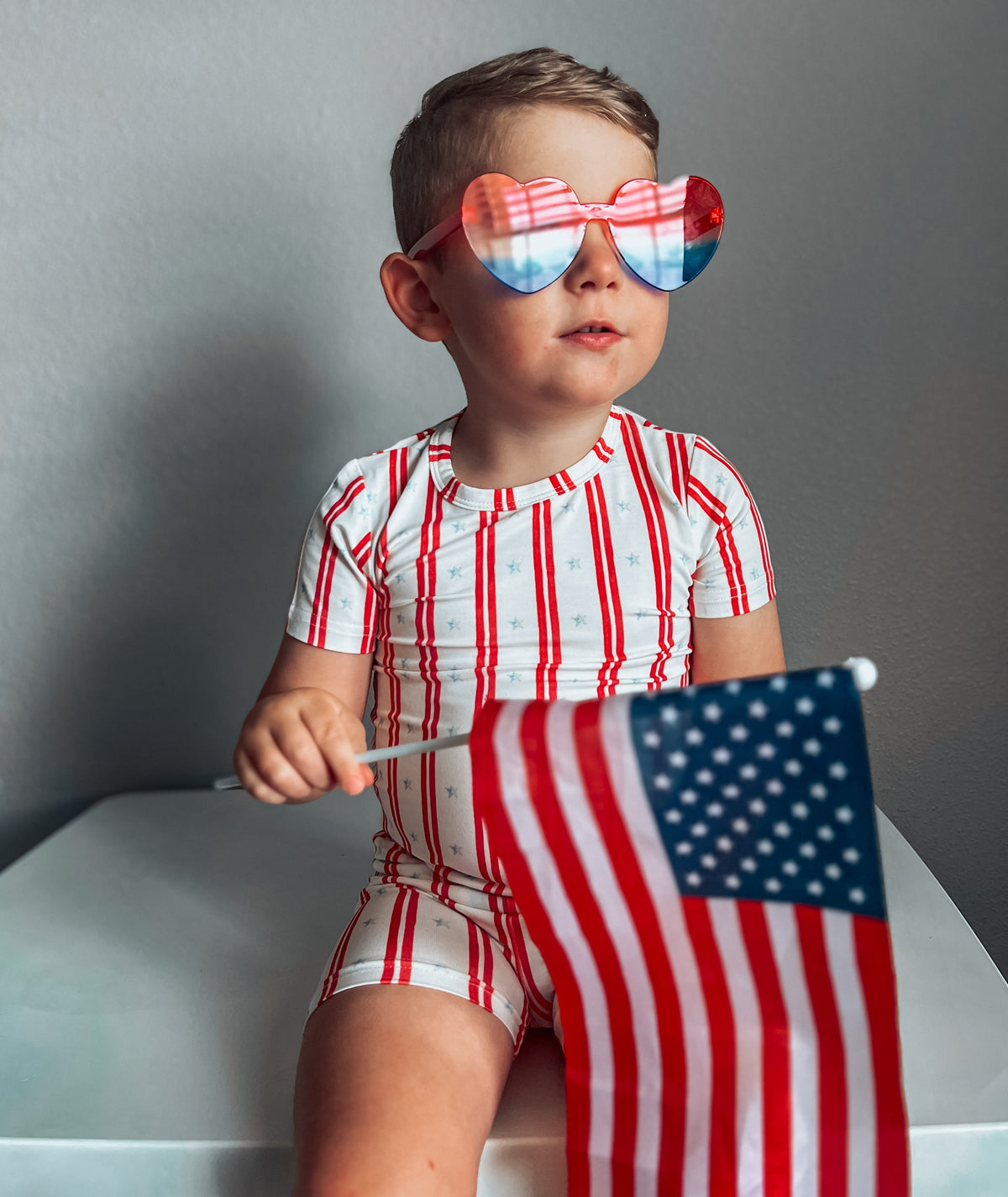 Stars & Stripes 2-Piece Bamboo Pajamas | Patriotic Kids PJ Set | Little Joy Co.