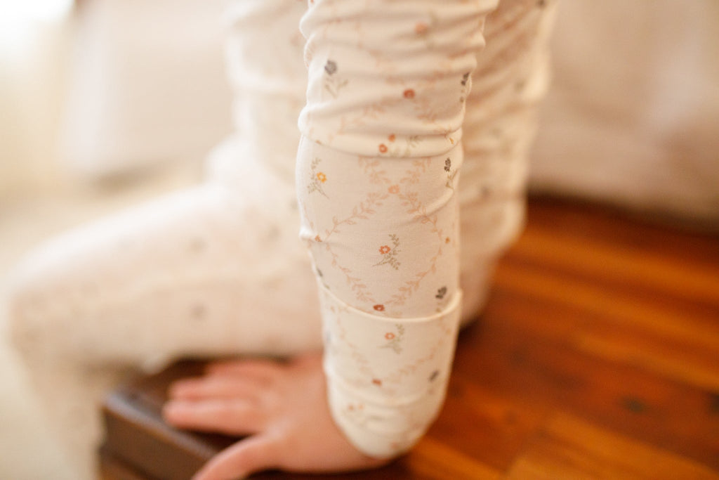 Vintage Blooms 2-Piece Henley Bamboo Pajamas | Soft Floral Kids PJ Set | Little Joy Co.