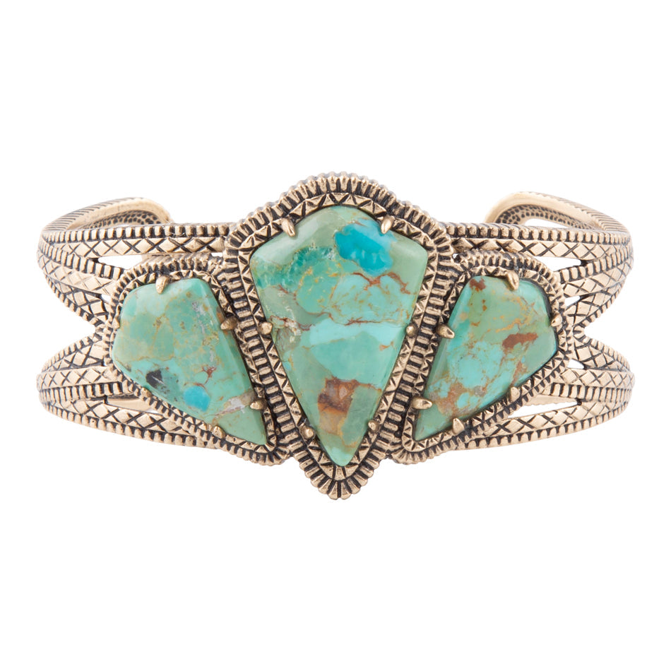 Maltese Blue Turquoise Golden Cuff Bracelet