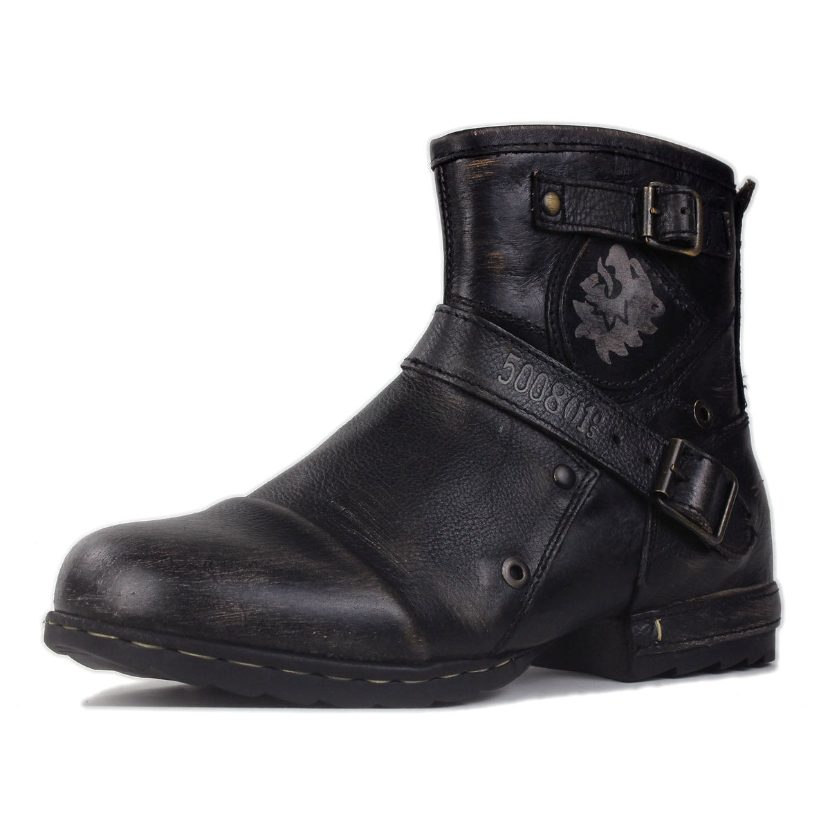 OSSTONE Vintage Leather Chukka Boots | Black, 5008-1-BS
