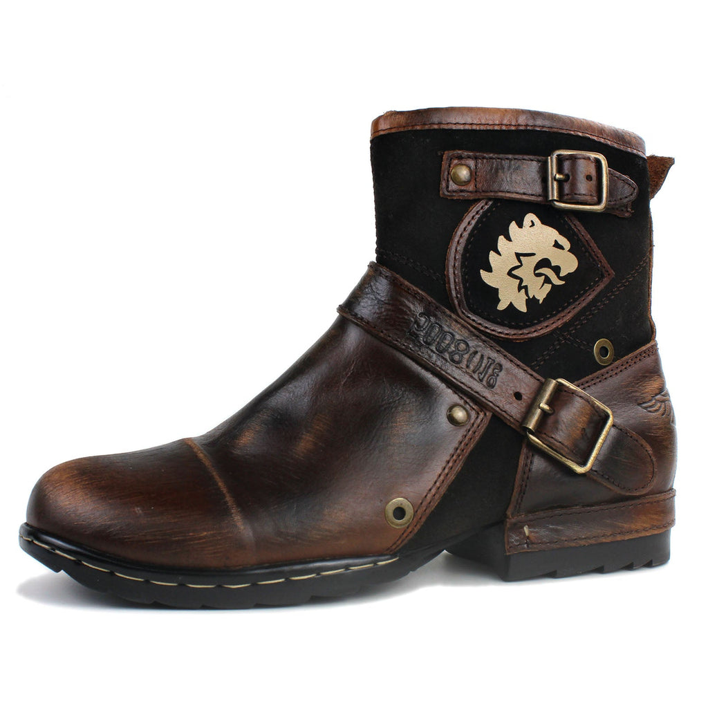 OSSTONE Vintage Leather Chukka Boots | Retro Dark Brown, OS-5008-1-BP