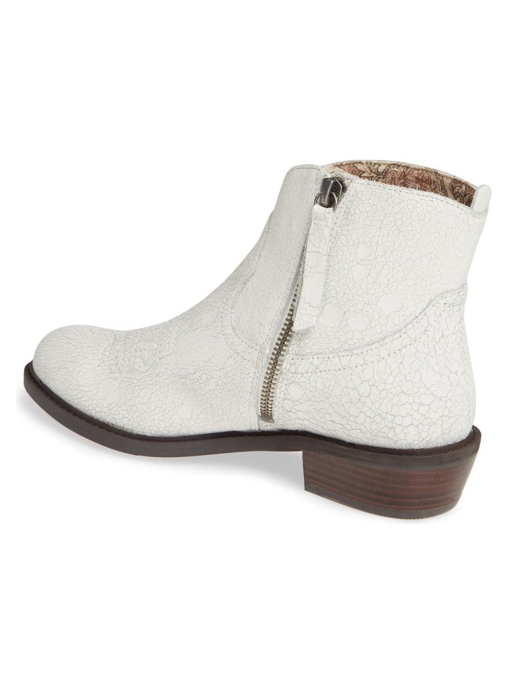Montrose White Crackle Leather Booties