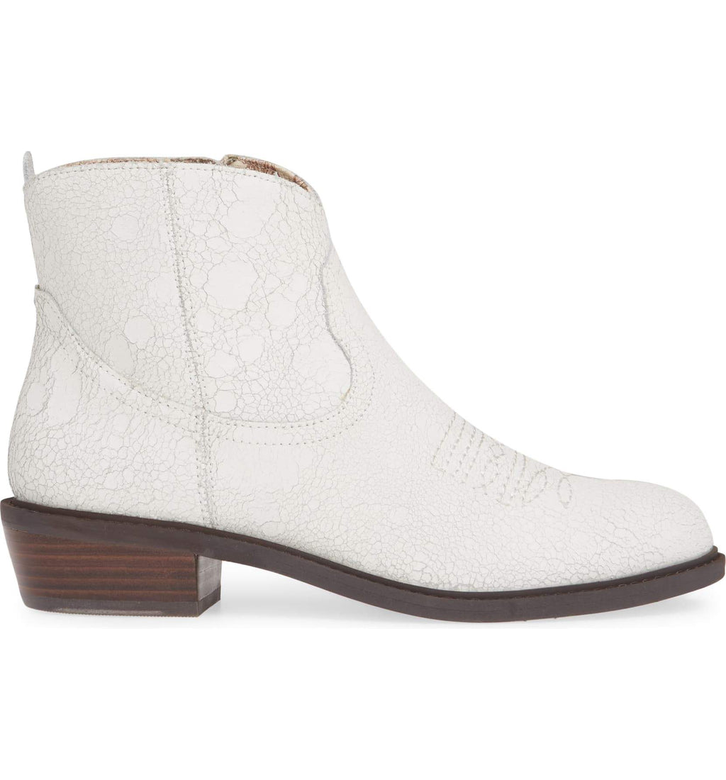 Montrose White Crackle Leather Booties