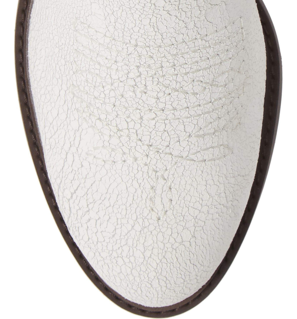 Montrose White Crackle Leather Booties