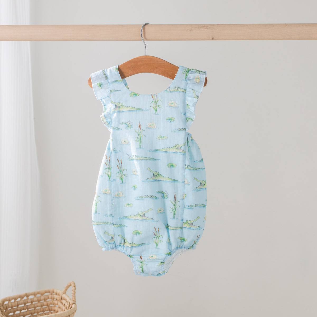 Gator Games Organic Muslin Baby Bubble Romper