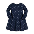 Baby Organic Cotton Blend Ruffle Dress – Navy Bicycle Print