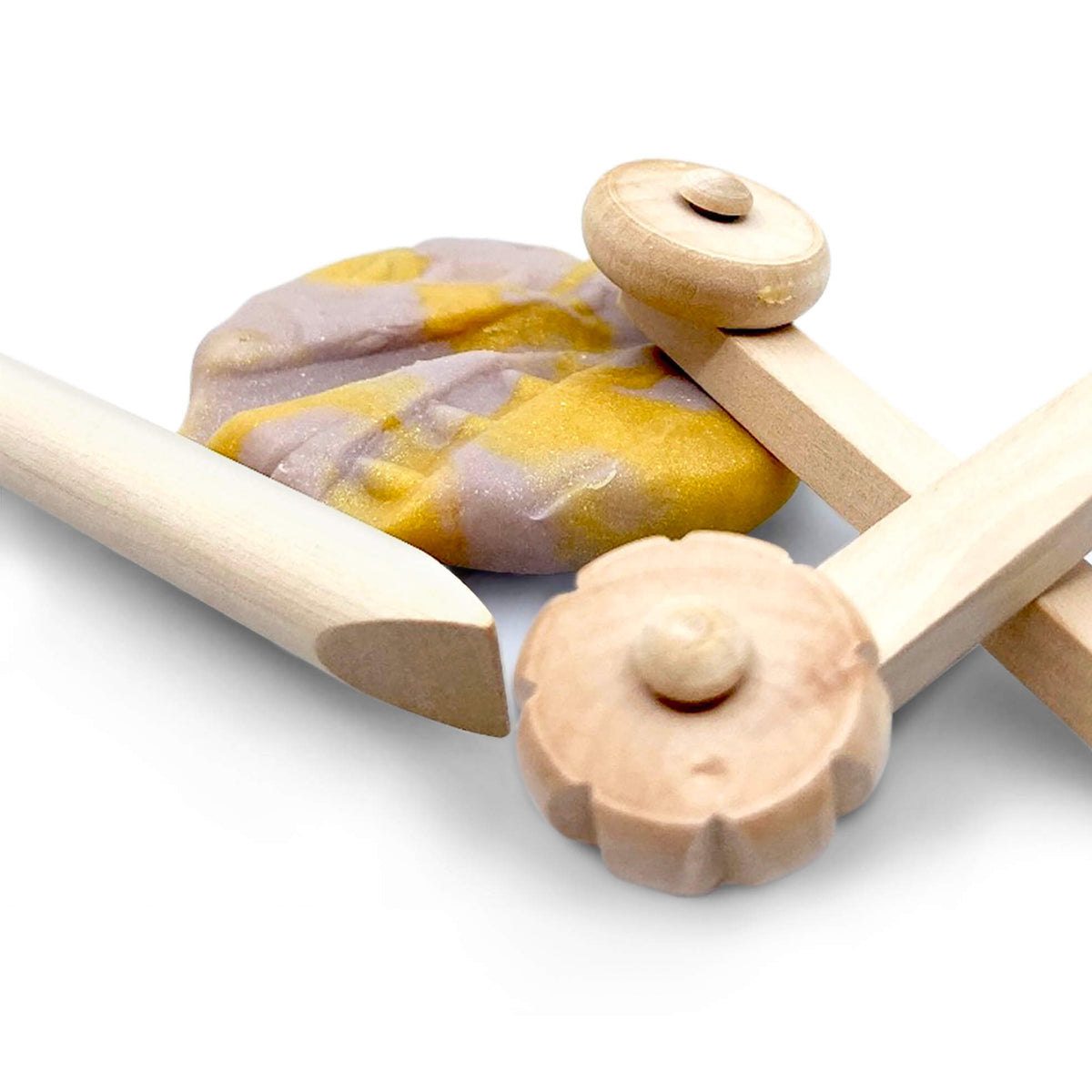 Natural Wood Playdough Tools | 9-Piece Set