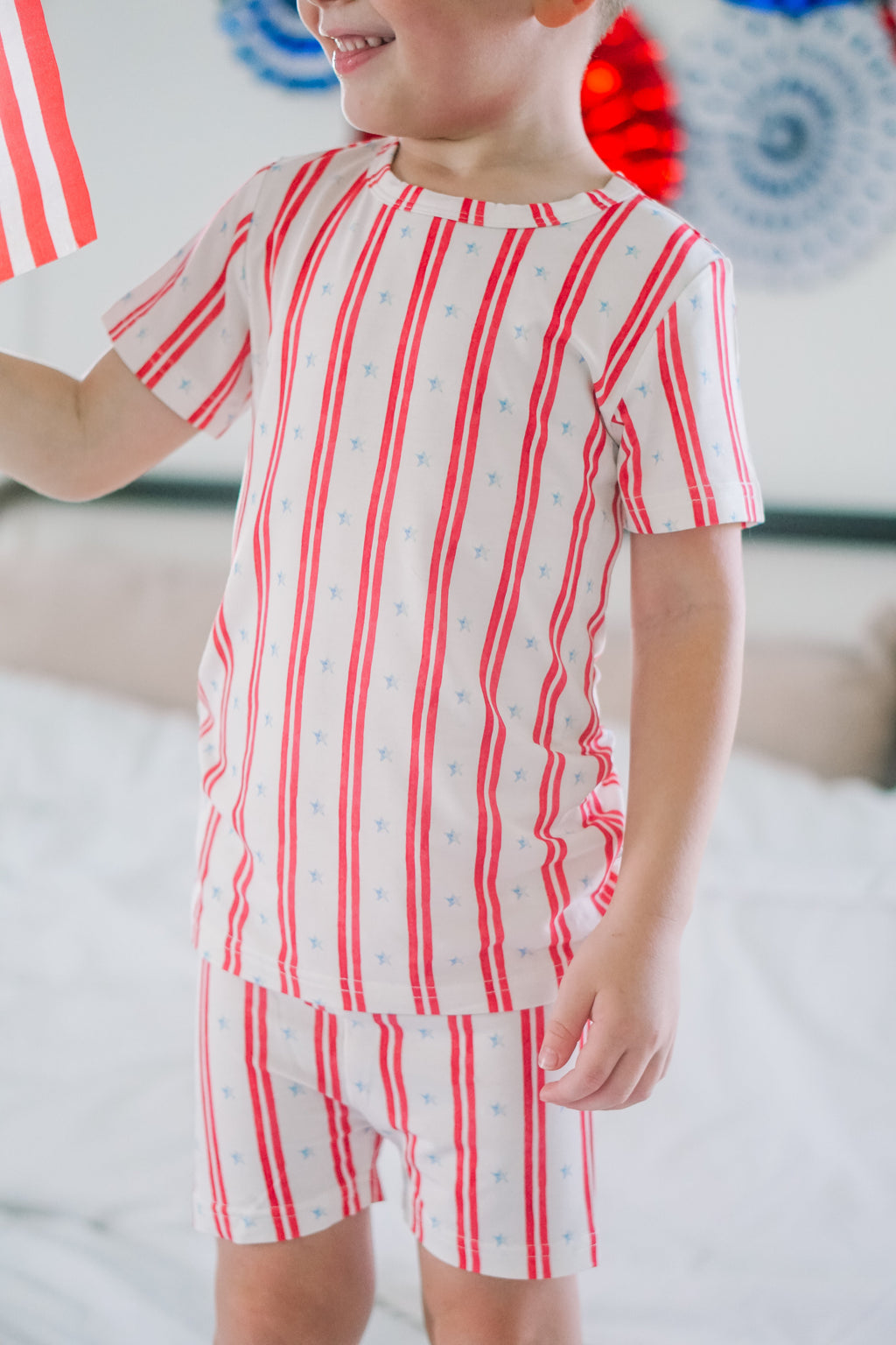 Stars & Stripes 2-Piece Bamboo Pajamas | Patriotic Kids PJ Set | Little Joy Co.