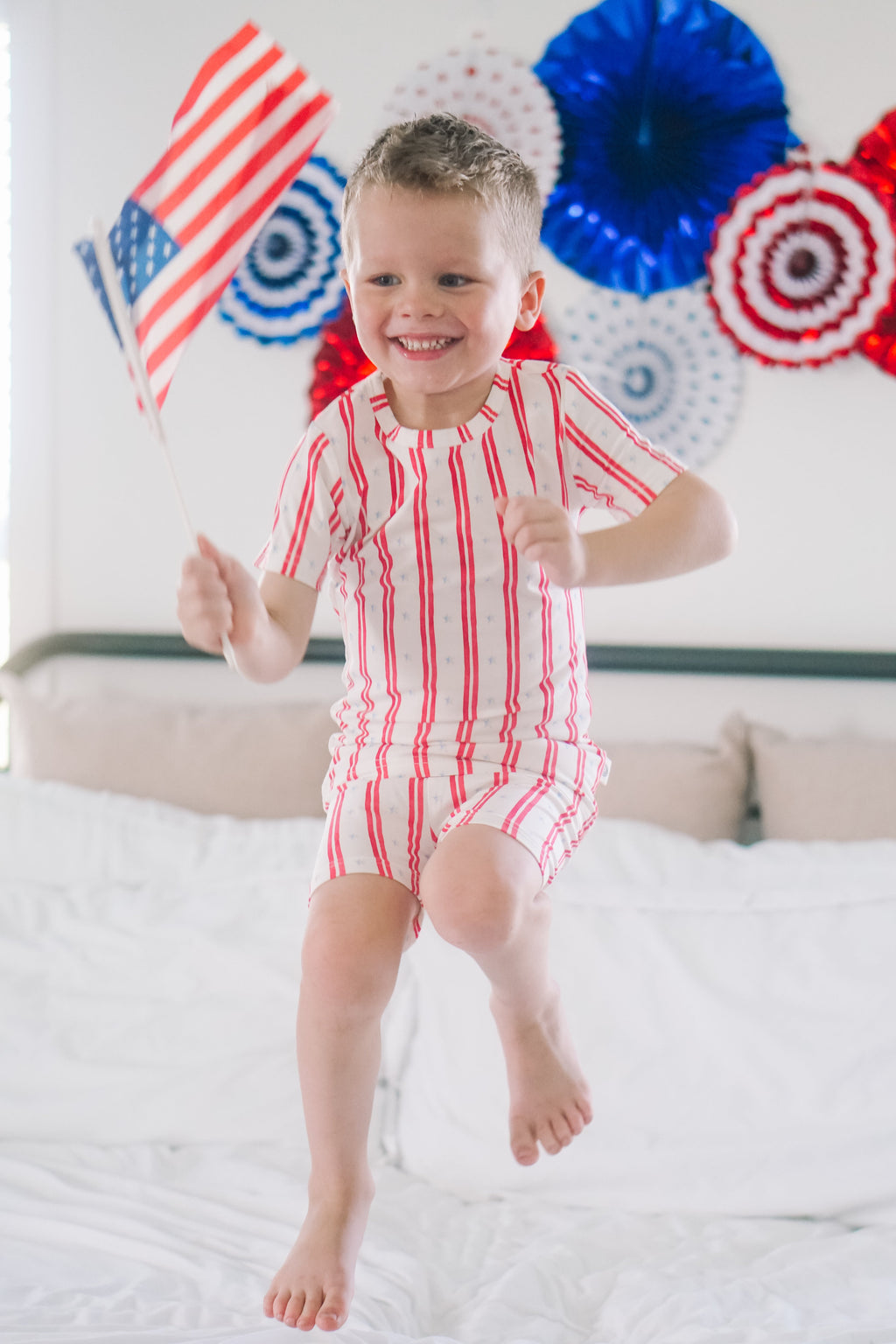 Stars & Stripes 2-Piece Bamboo Pajamas | Patriotic Kids PJ Set | Little Joy Co.