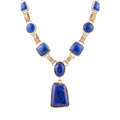 Royal Blue Lapis Golden Pendant Necklace