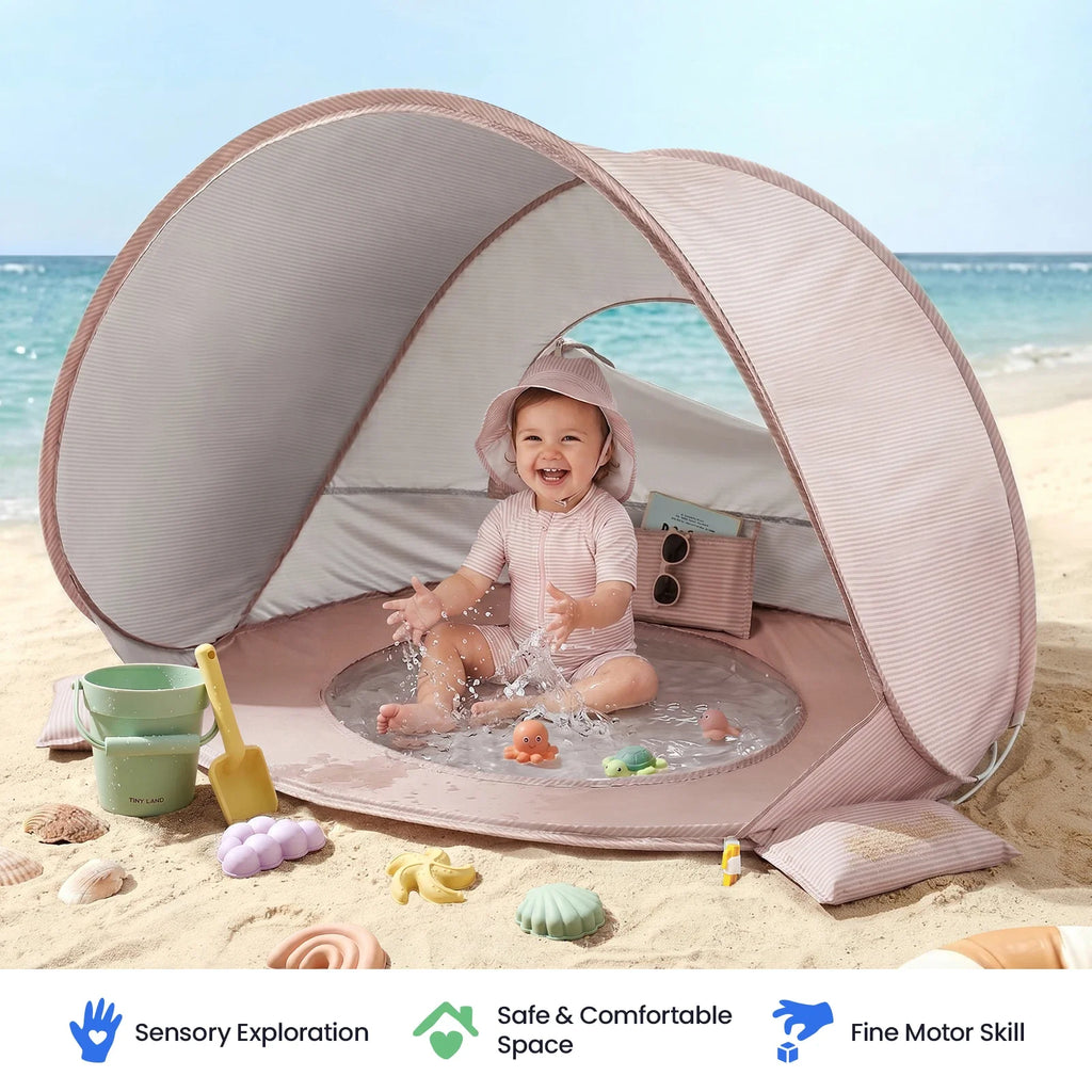 Tiny Land® Kids Beach Tent with Built-In Splash Pool