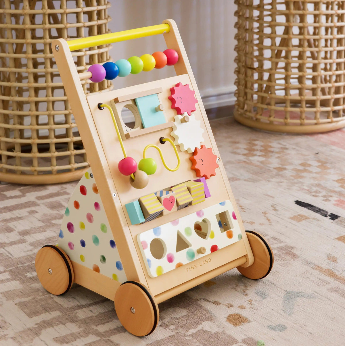 Tiny Land® Rainbow Wooden Activity Push Walker
