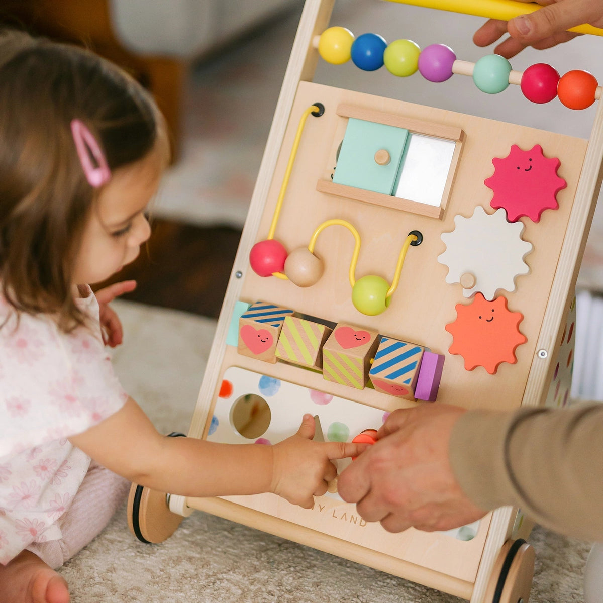 Tiny Land® Rainbow Wooden Activity Push Walker