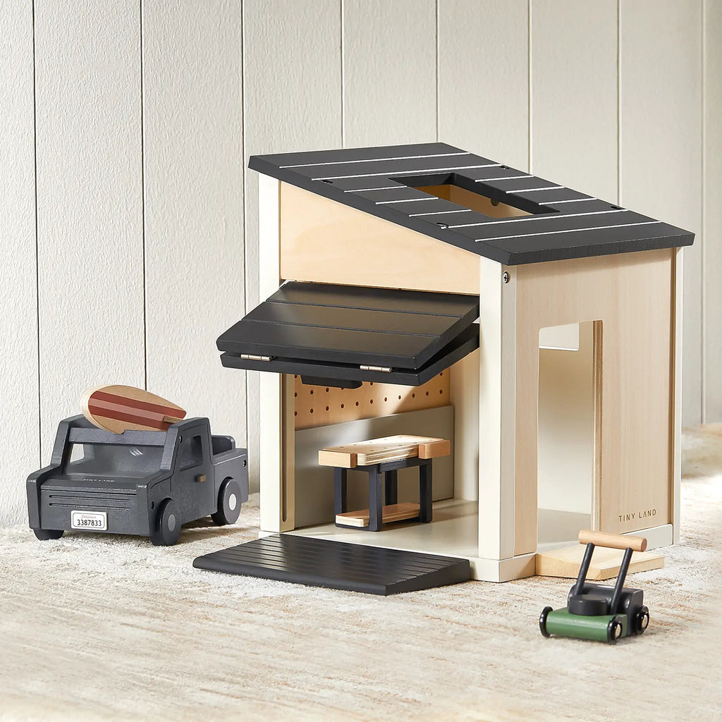Tiny Land® Wooden Dollhouse Garage & Truck Set