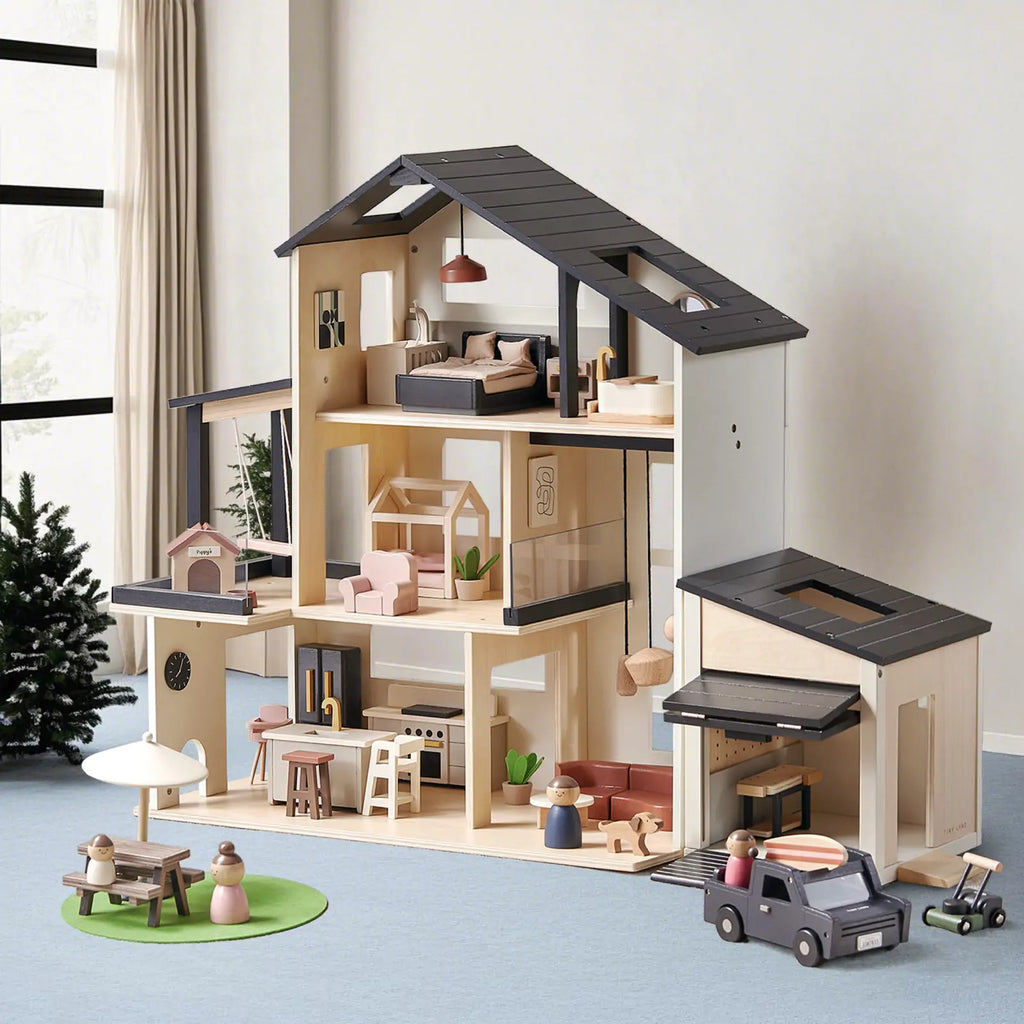 Tiny Land® Wooden Dollhouse Garage & Truck Set