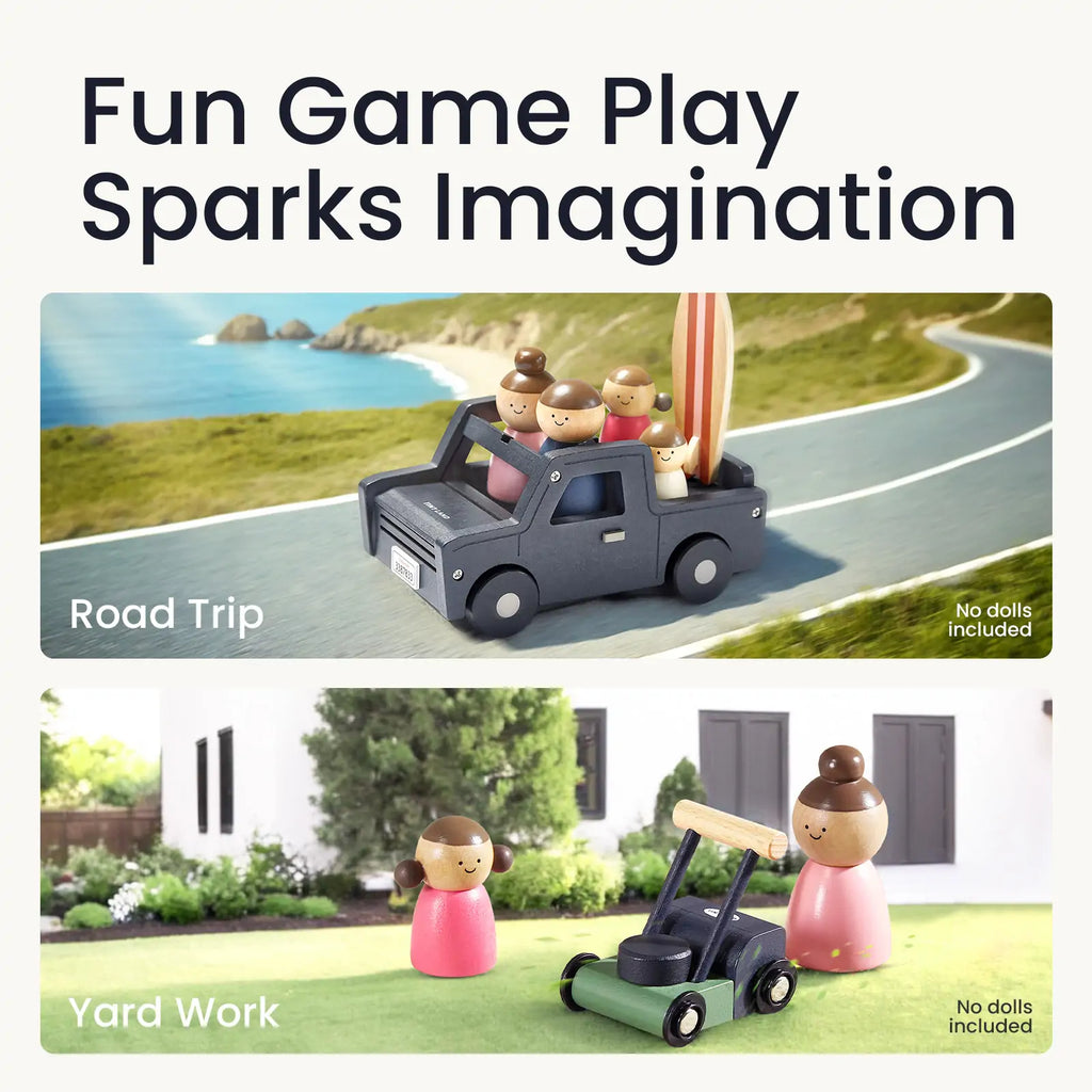 Tiny Land® Wooden Dollhouse Garage & Truck Set