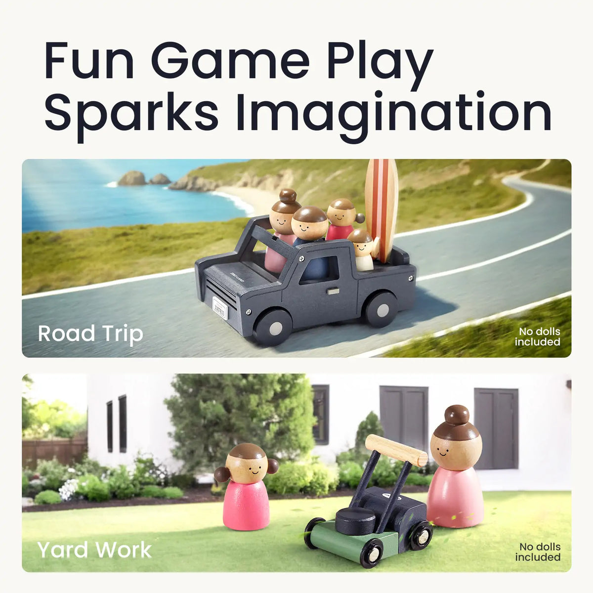 Tiny Land® Wooden Dollhouse Garage & Truck Set