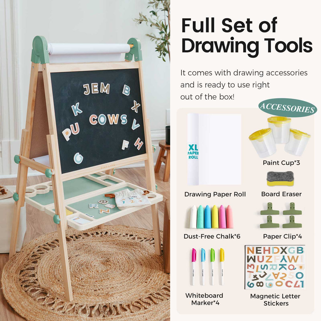 Tiny Land® Magnitales Art Easel & Paper Roll Bundle