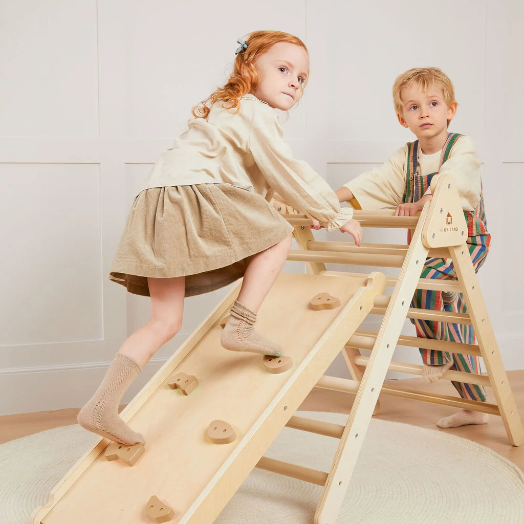 Tiny Land 7-in-1 Wooden Pikler Triangle Climbing Set