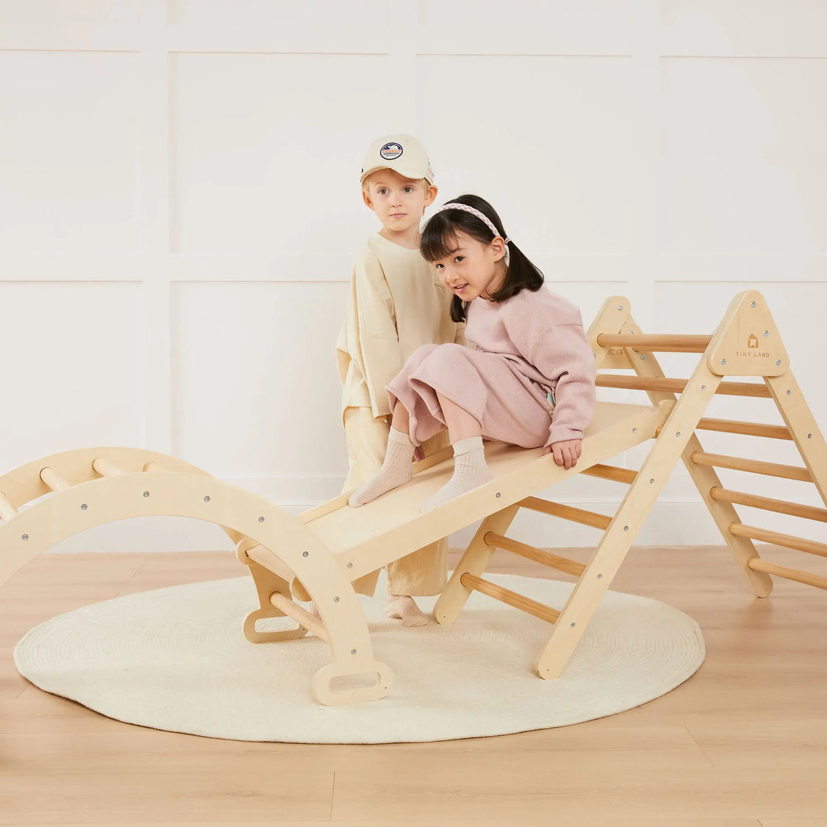 Tiny Land 7-in-1 Wooden Pikler Triangle Climbing Set