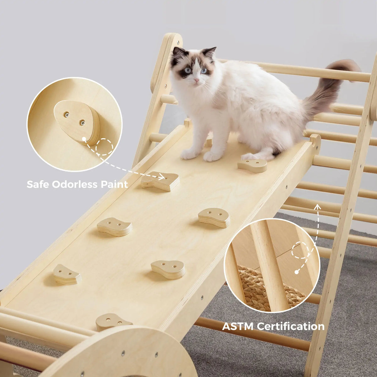Tiny Land 7-in-1 Wooden Pikler Triangle Climbing Set