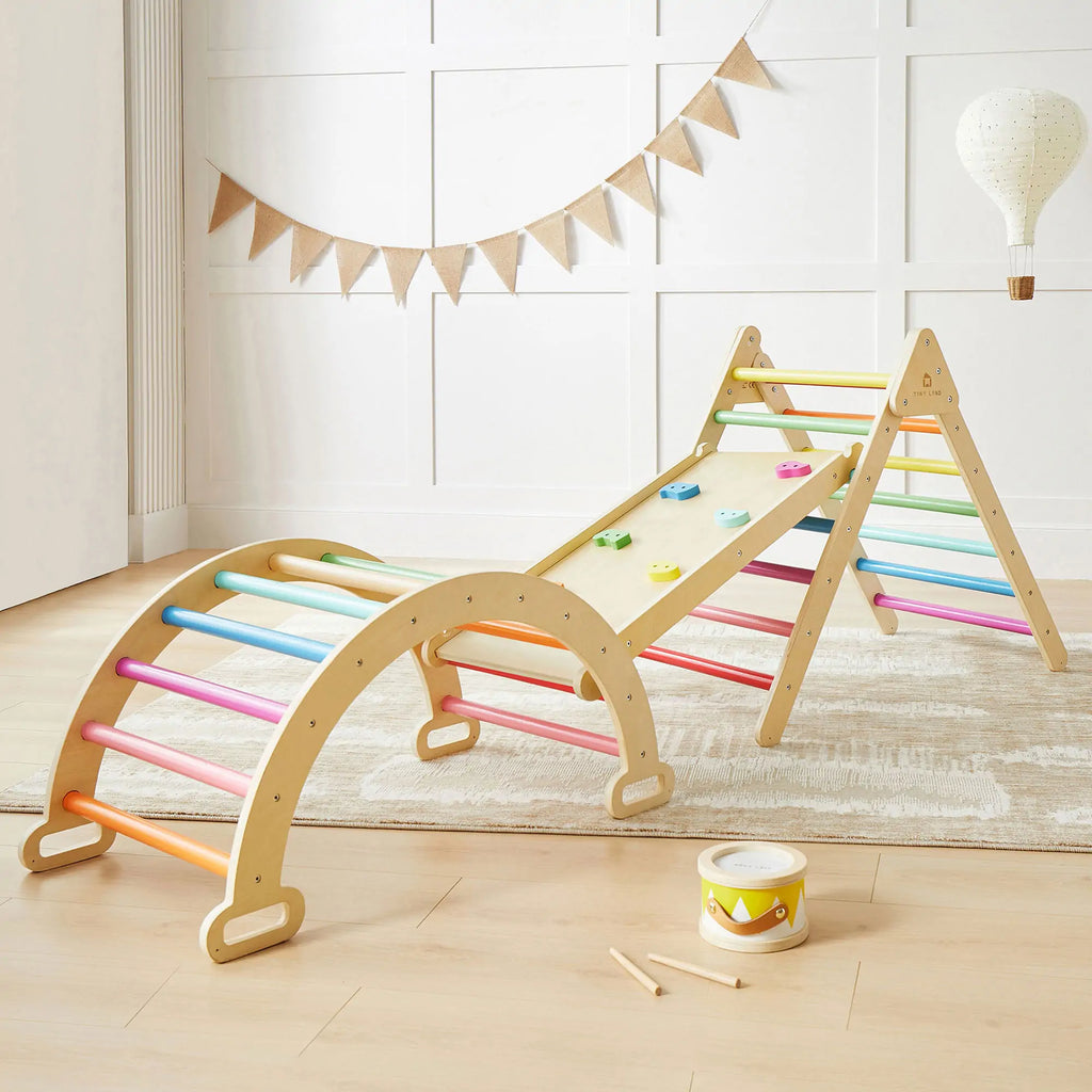 Tiny Land 7-in-1 Wooden Pikler Triangle Climbing Set