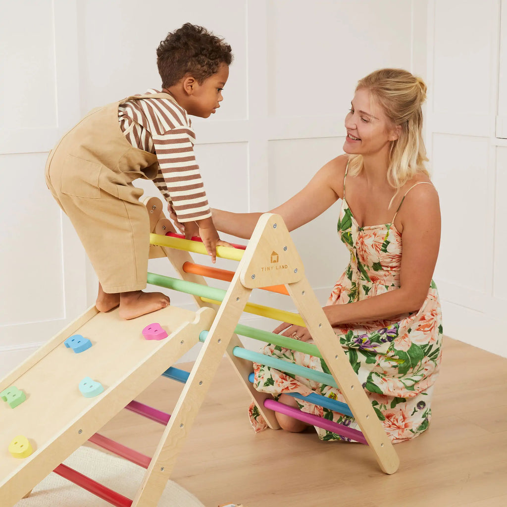 Tiny Land 7-in-1 Wooden Pikler Triangle Climbing Set