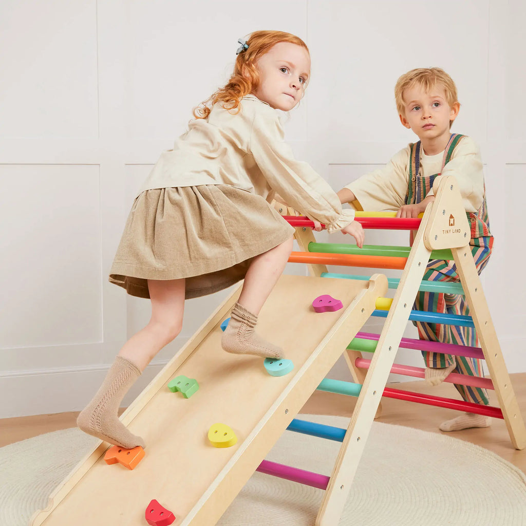Tiny Land 7-in-1 Wooden Pikler Triangle Climbing Set