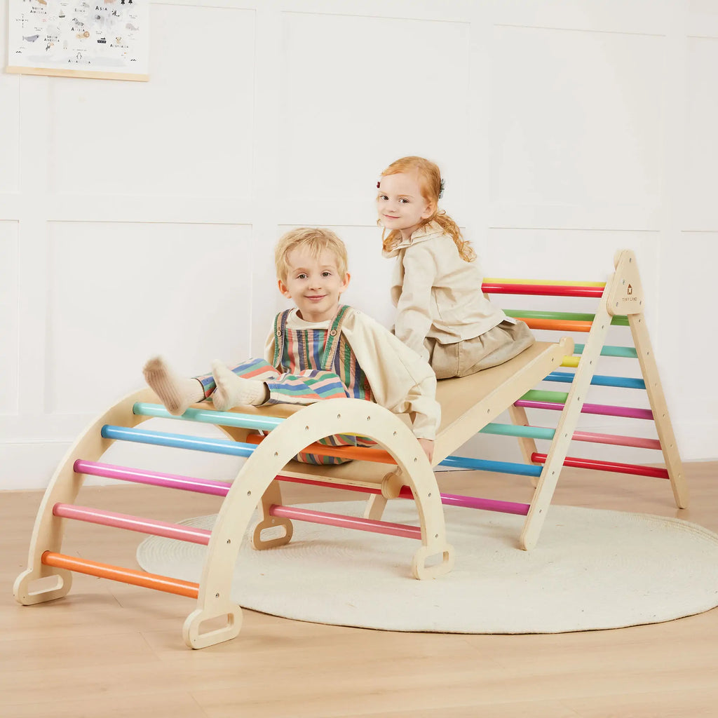 Tiny Land 7-in-1 Wooden Pikler Triangle Climbing Set
