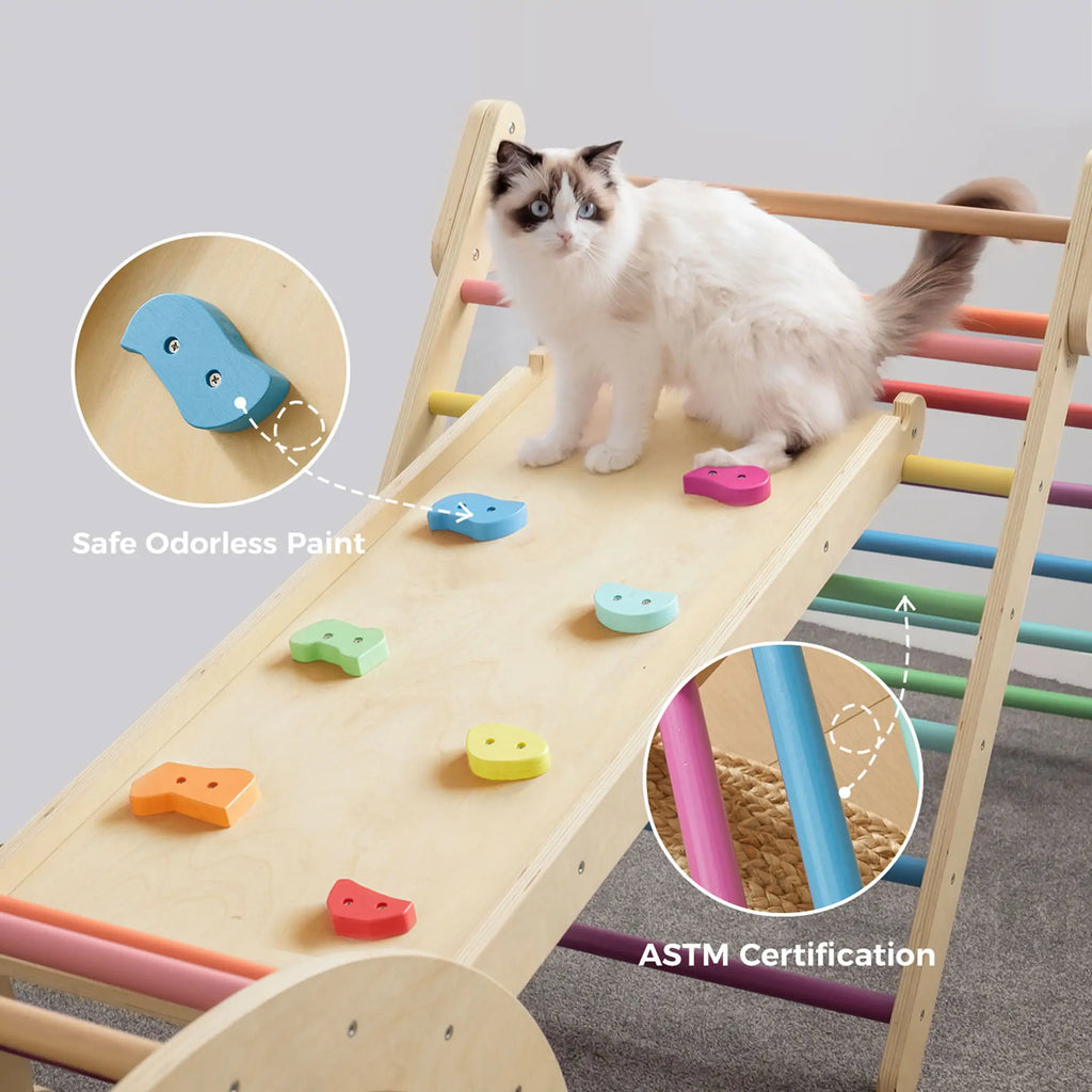 Tiny Land 7-in-1 Wooden Pikler Triangle Climbing Set