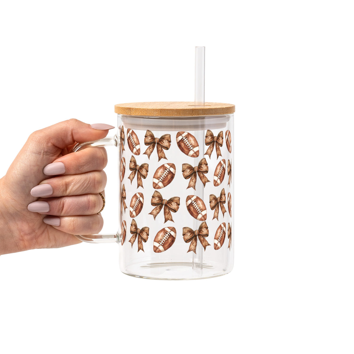 Footballs & Bows Glass Cups