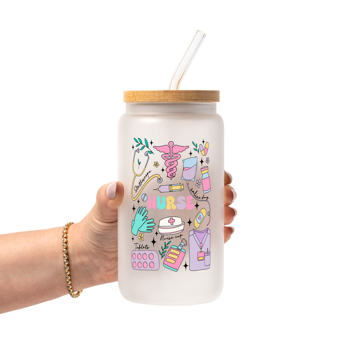 Sips And Scrubs Medical Glass Cups