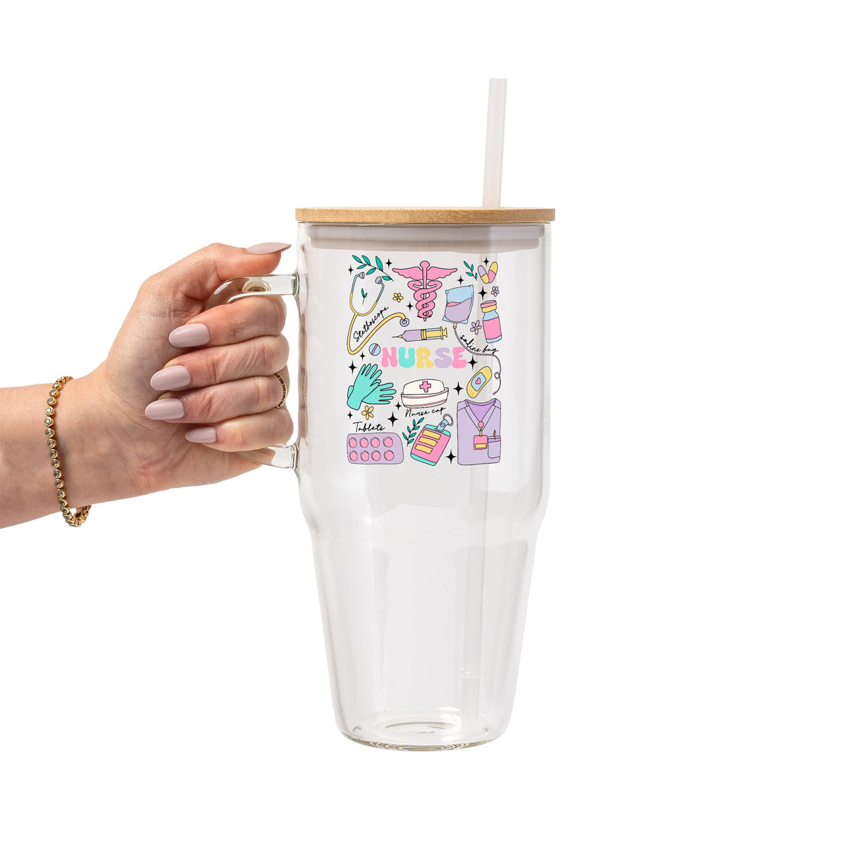 Sips And Scrubs Medical Glass Cups