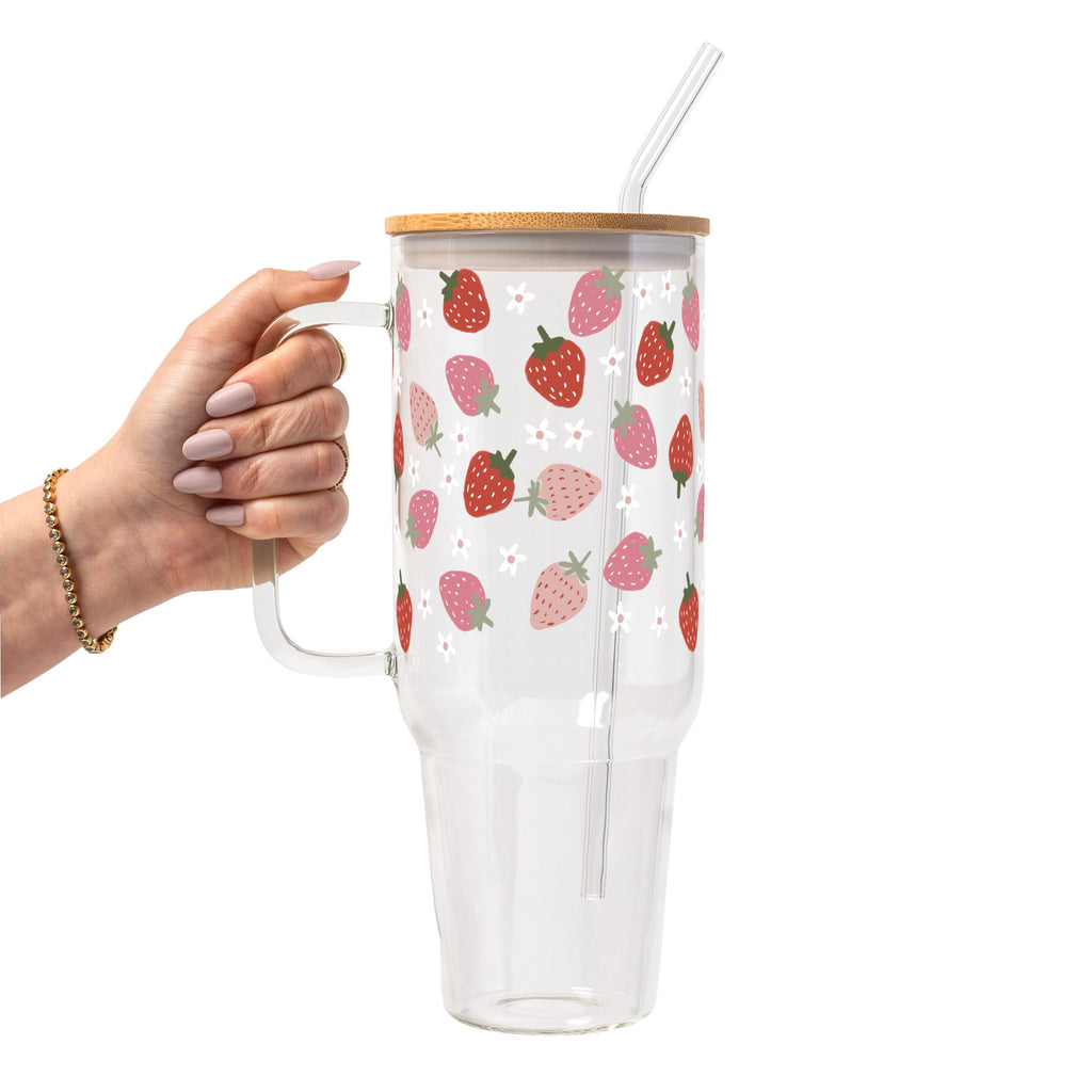 Watercolor Cutie Strawberries Glass Cups