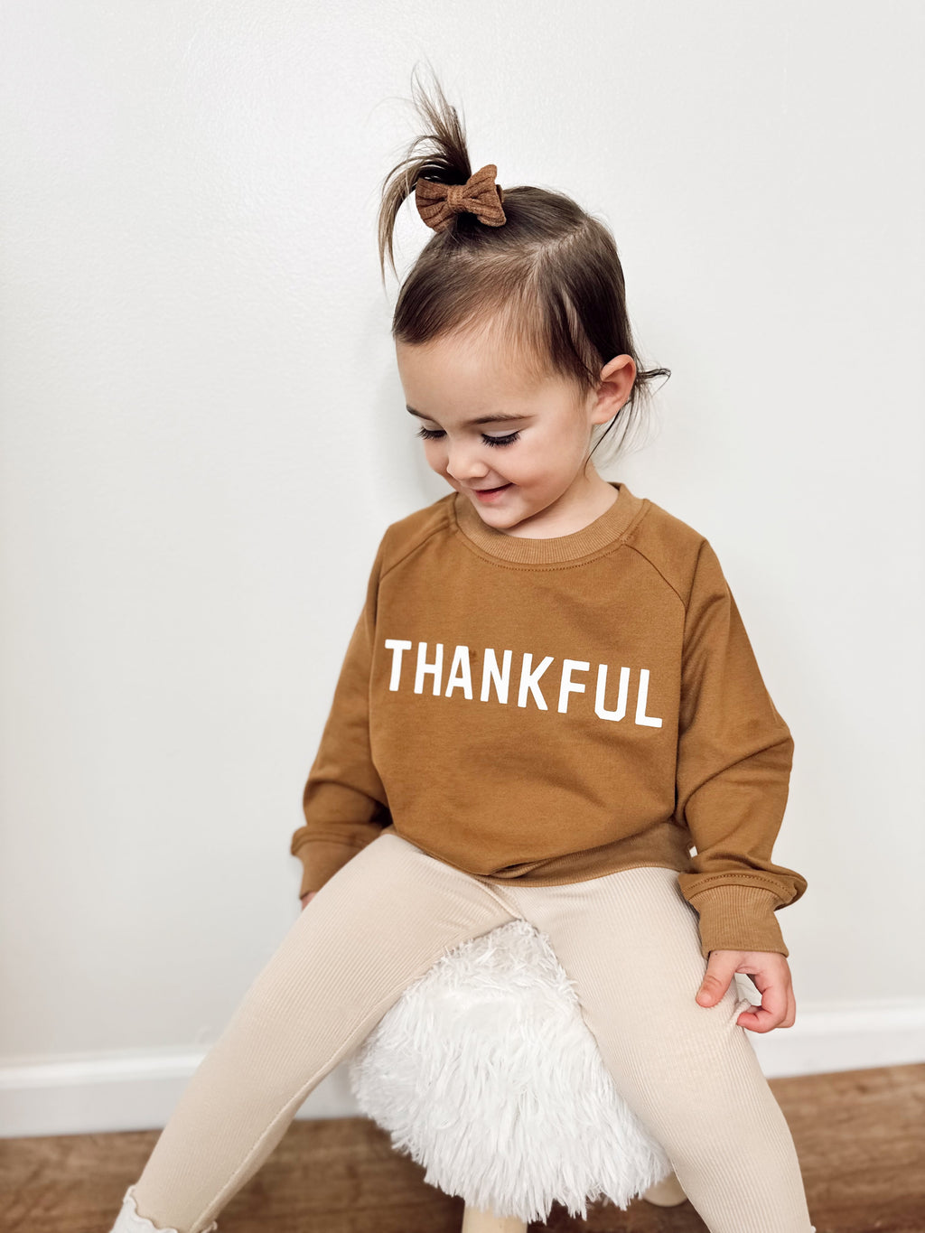 Thankful Organic Cotton Crewneck Sweatshirt - Cream or Brown