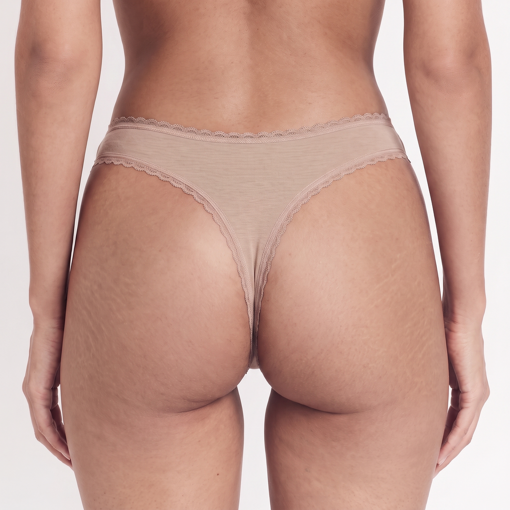 Organic Cotton Lace Mid-Rise Thong