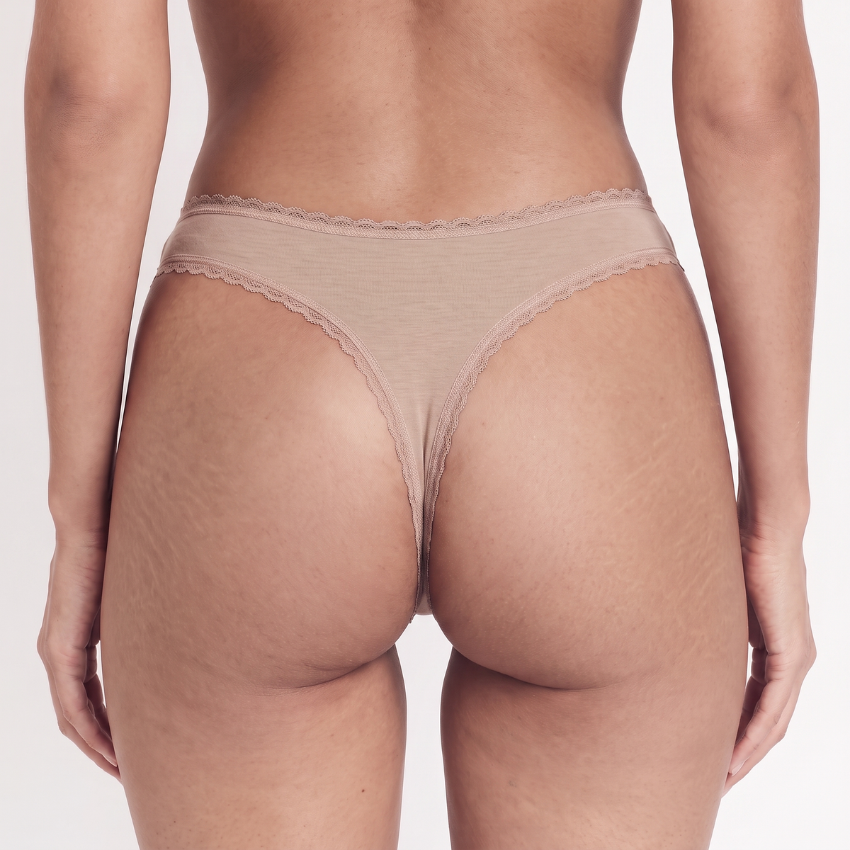 Organic Cotton Lace Mid-Rise Thong